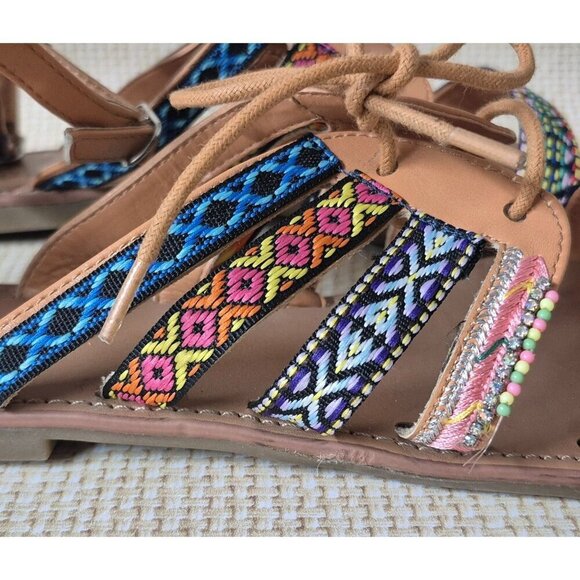 Indigo Rd. Colorful Gladiator Strappy Flat Sandal Size 9.5 Festival Summer Boho - Picture 7 of 14